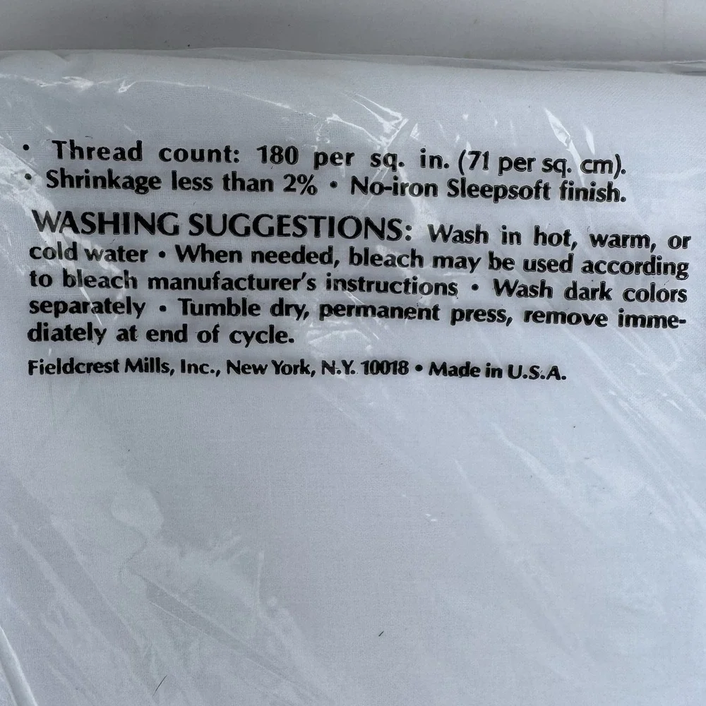 VTG Fieldcrest Sheet White No-Iron Percale Queen Flat Sheet NIP Cotton Polyester